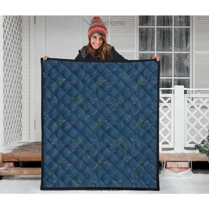 Swordfish Pattern Print Design 02 Premium Quilt