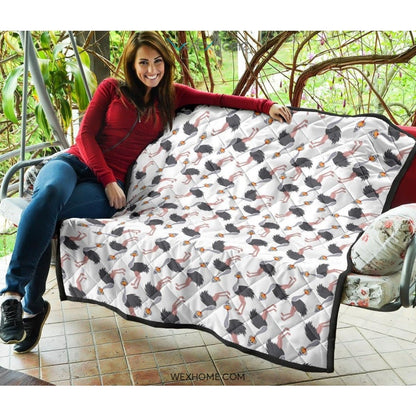 Ostrich Pattern Print Design 02 Premium Quilt
