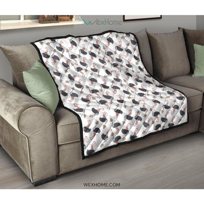 Ostrich Pattern Print Design 02 Premium Quilt