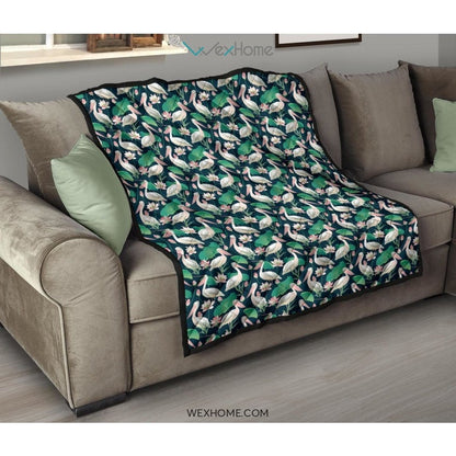Pelican Pattern Print Design 03 Premium Quilt