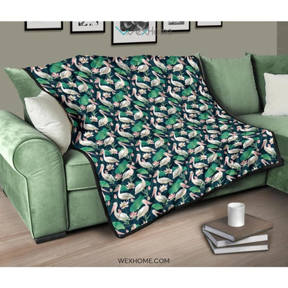 Pelican Pattern Print Design 03 Premium Quilt
