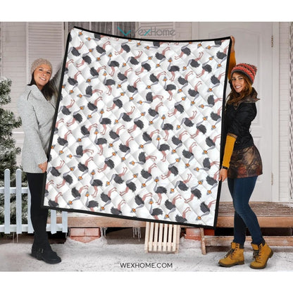 Ostrich Pattern Print Design 02 Premium Quilt