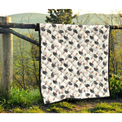 Ostrich Pattern Print Design 02 Premium Quilt
