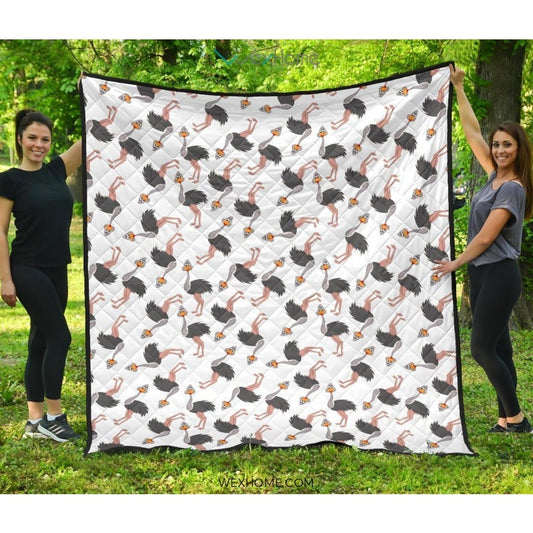 Ostrich Pattern Print Design 02 Premium Quilt