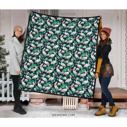 Pelican Pattern Print Design 03 Premium Quilt