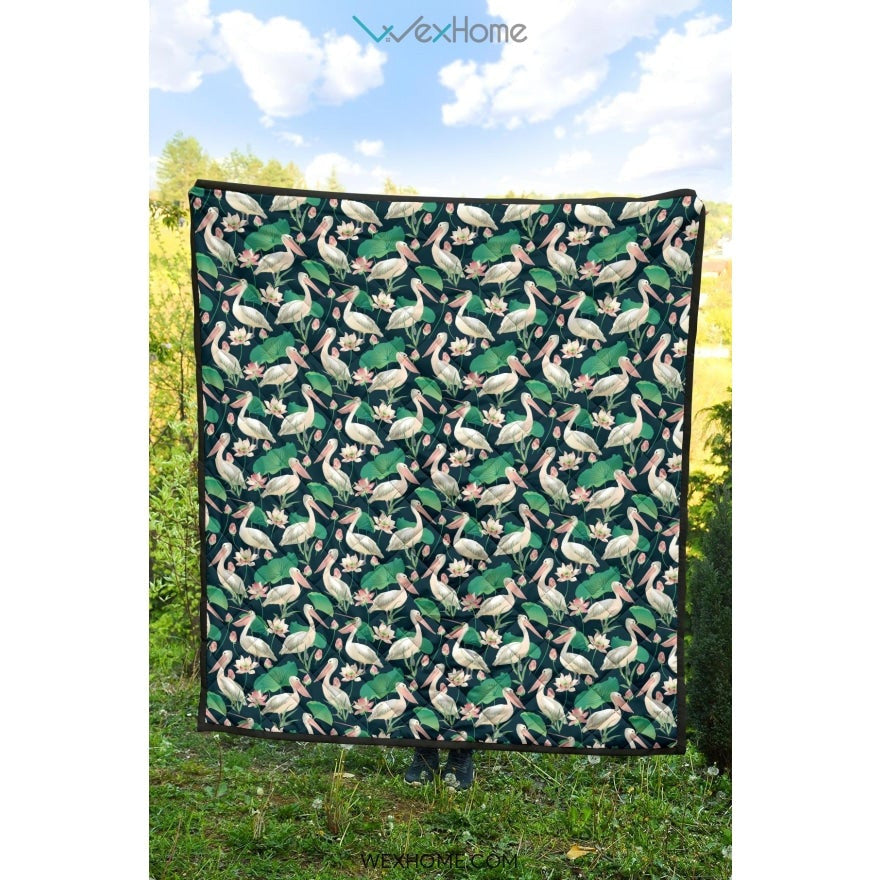 Pelican Pattern Print Design 03 Premium Quilt