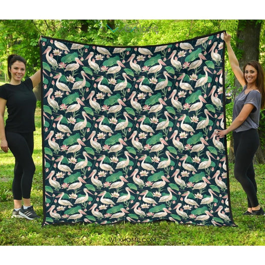 Pelican Pattern Print Design 03 Premium Quilt