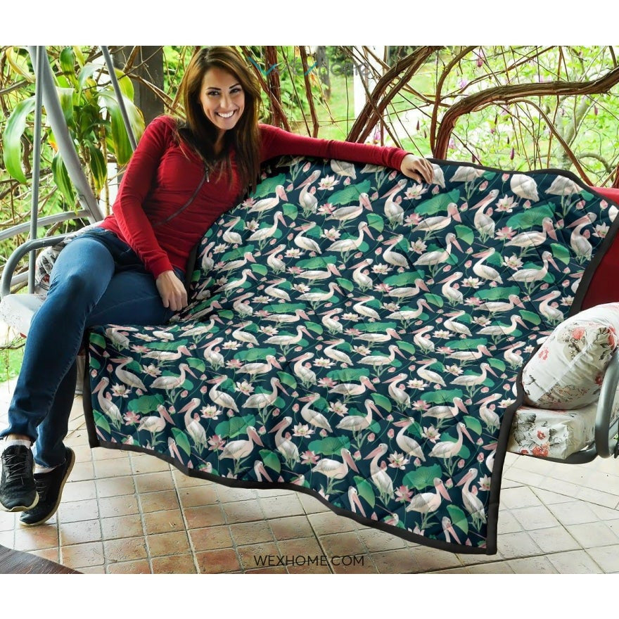 Pelican Pattern Print Design 03 Premium Quilt