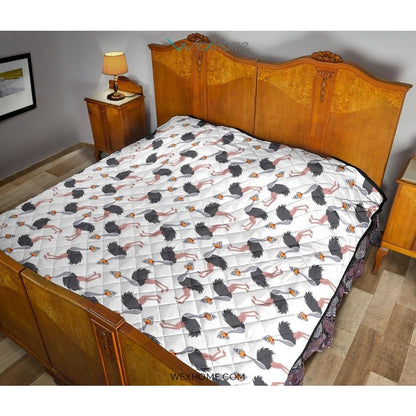 Ostrich Pattern Print Design 02 Premium Quilt
