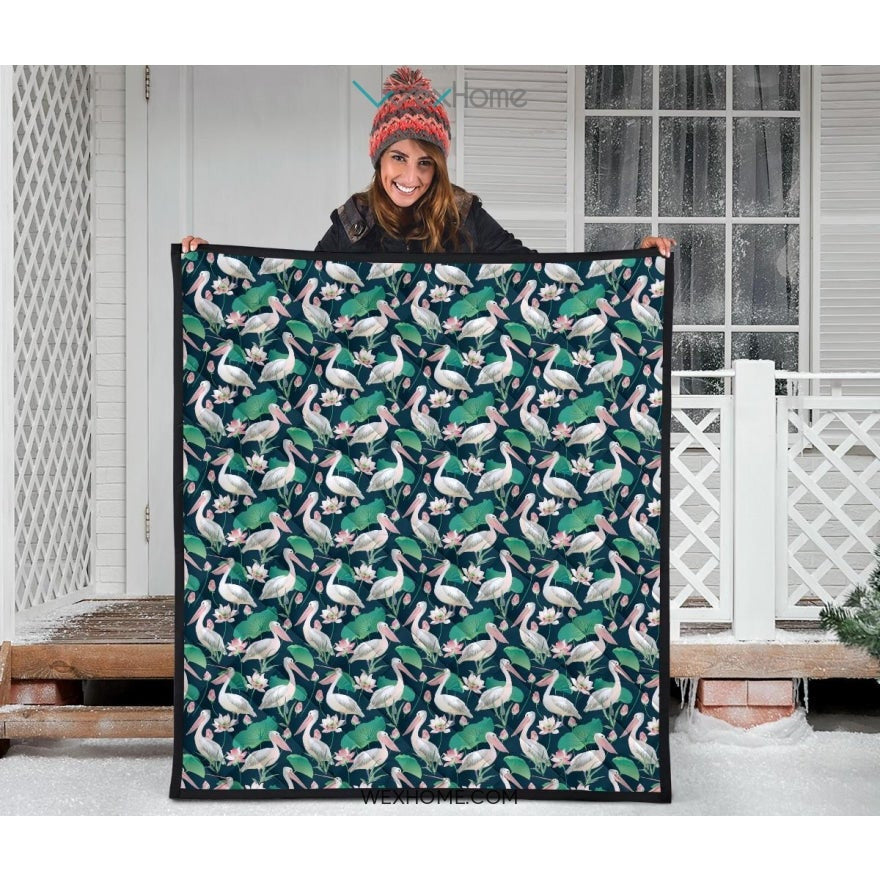 Pelican Pattern Print Design 03 Premium Quilt