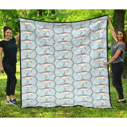 Swordfish Pattern Print Design 01 Premium Quilt