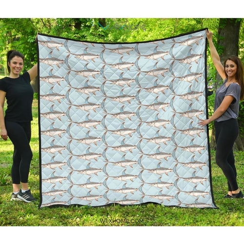 Swordfish Pattern Print Design 01 Premium Quilt