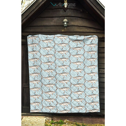 Swordfish Pattern Print Design 01 Premium Quilt
