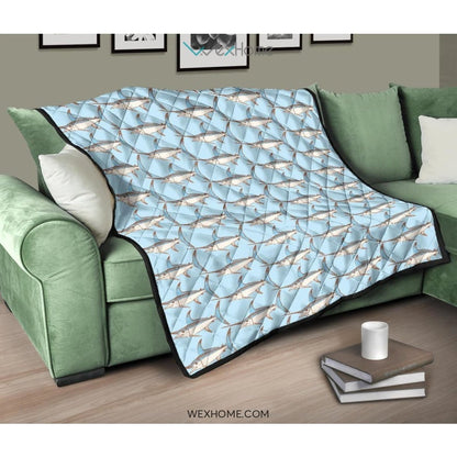 Swordfish Pattern Print Design 01 Premium Quilt