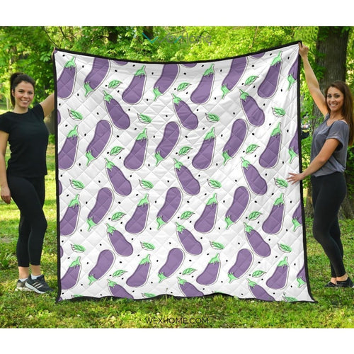 Eggplant Pattern Print Design 05 Premium Quilt