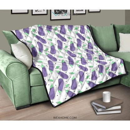 Eggplant Pattern Print Design 05 Premium Quilt