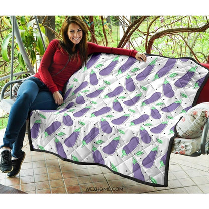 Eggplant Pattern Print Design 05 Premium Quilt