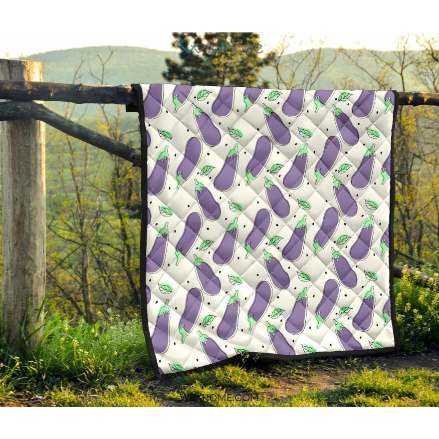 Eggplant Pattern Print Design 05 Premium Quilt