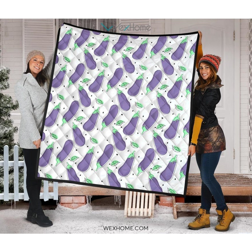 Eggplant Pattern Print Design 05 Premium Quilt