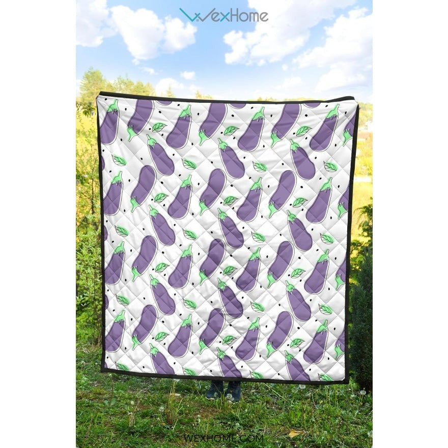 Eggplant Pattern Print Design 05 Premium Quilt