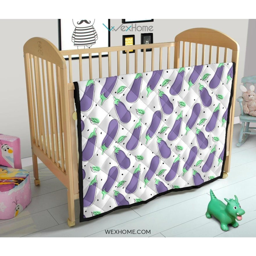Eggplant Pattern Print Design 05 Premium Quilt