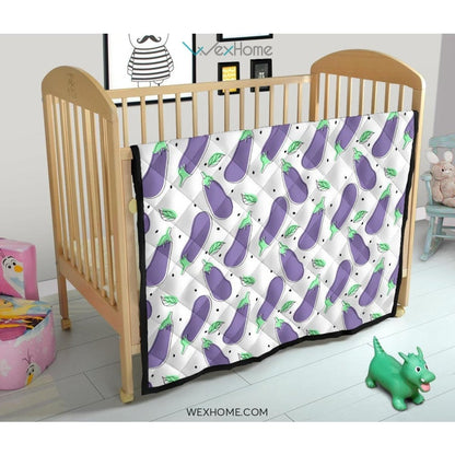 Eggplant Pattern Print Design 05 Premium Quilt