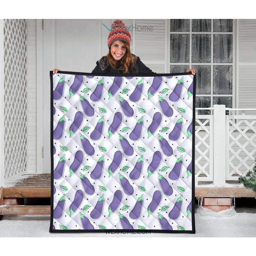 Eggplant Pattern Print Design 05 Premium Quilt