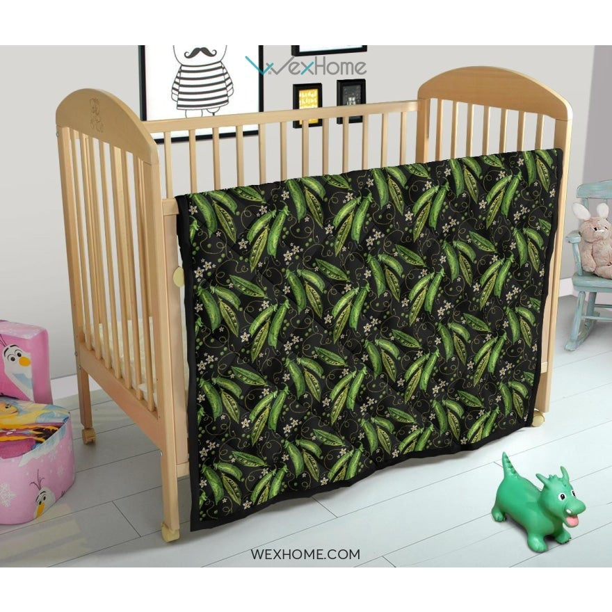 Green Peas Pattern Print Design 02 Premium Quilt