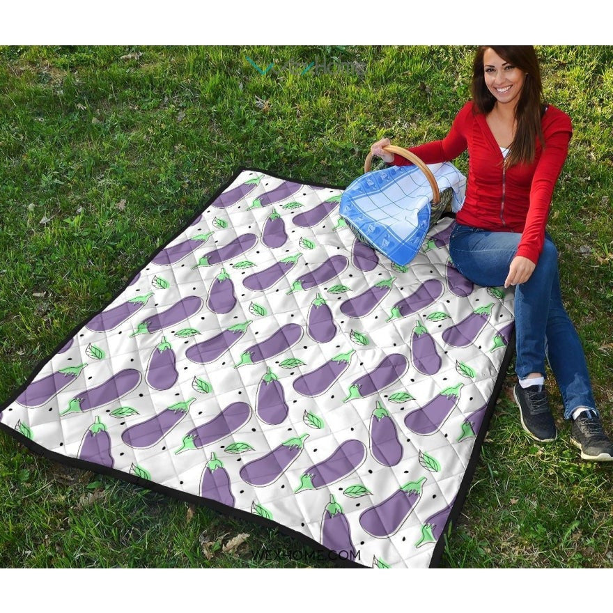 Eggplant Pattern Print Design 05 Premium Quilt