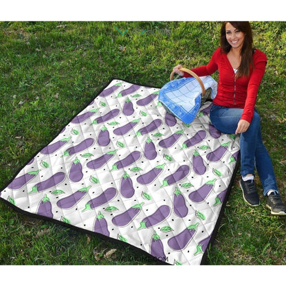 Eggplant Pattern Print Design 05 Premium Quilt