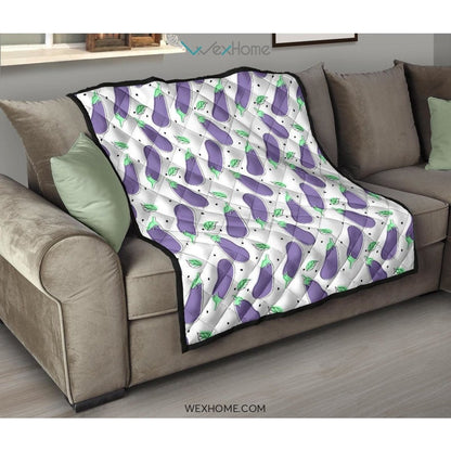 Eggplant Pattern Print Design 05 Premium Quilt
