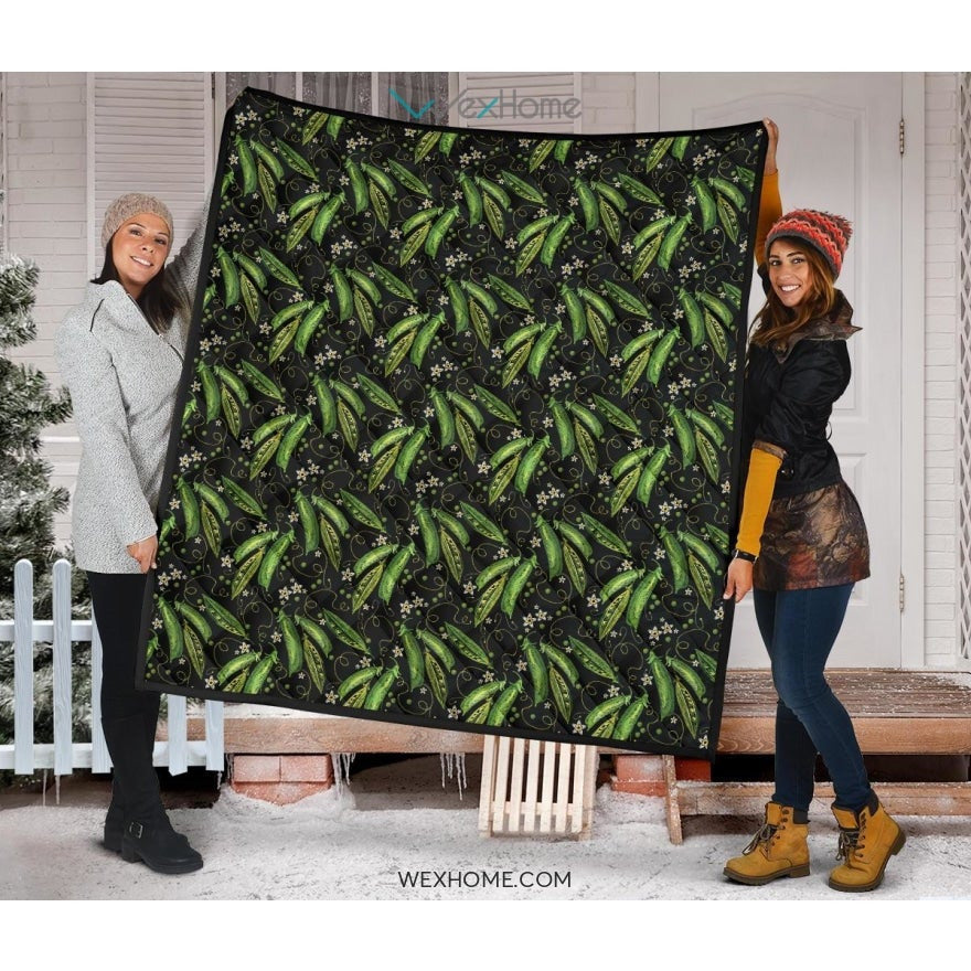 Green Peas Pattern Print Design 02 Premium Quilt