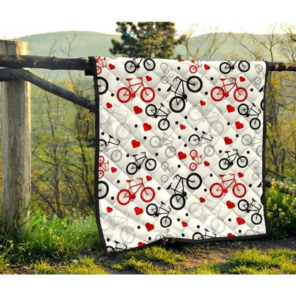 Bicycle Pattern Print Design 04 Premium Quilt
