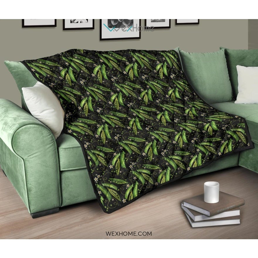 Green Peas Pattern Print Design 02 Premium Quilt