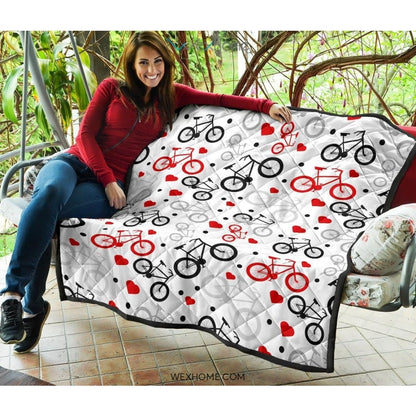 Bicycle Pattern Print Design 04 Premium Quilt