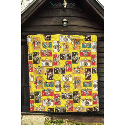 Camera Pattern Print Design 02 Premium Quilt