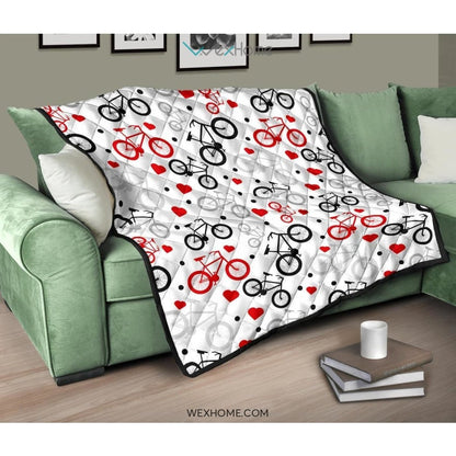 Bicycle Pattern Print Design 04 Premium Quilt