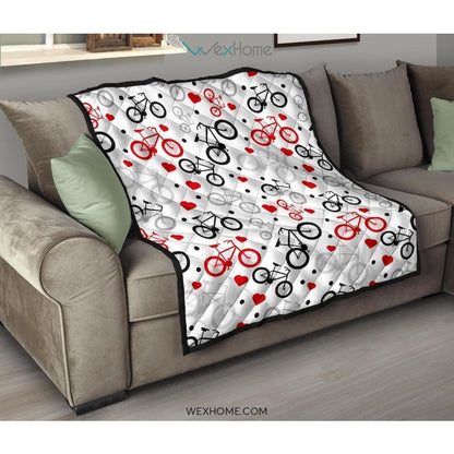 Bicycle Pattern Print Design 04 Premium Quilt