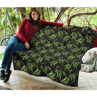Green Peas Pattern Print Design 02 Premium Quilt