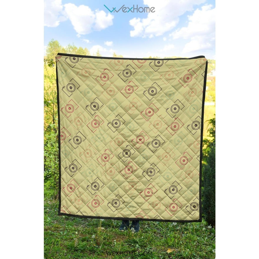 Camera Pattern Print Design 01 Premium Quilt