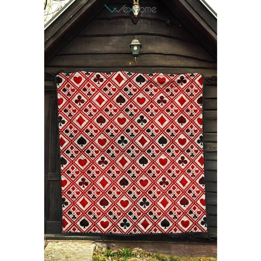 Casino Cards Suits Pattern Print Design 03 Premium Quilt