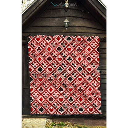 Casino Cards Suits Pattern Print Design 03 Premium Quilt