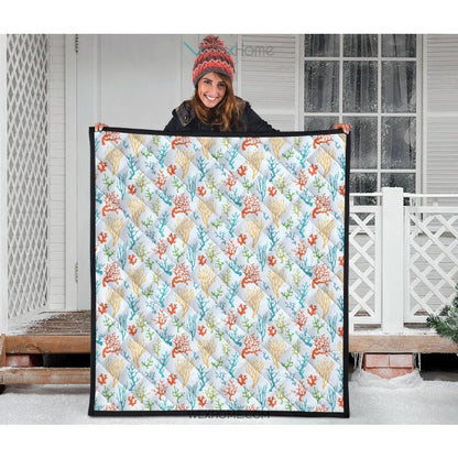Coral Reef Pattern Print Design 02 Premium Quilt
