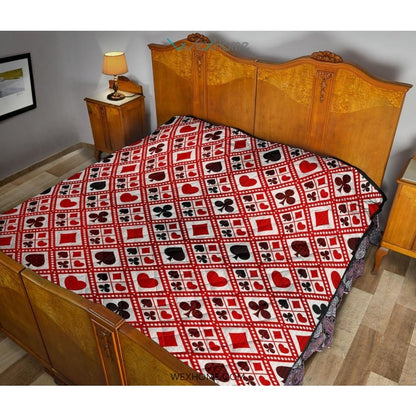 Casino Cards Suits Pattern Print Design 03 Premium Quilt