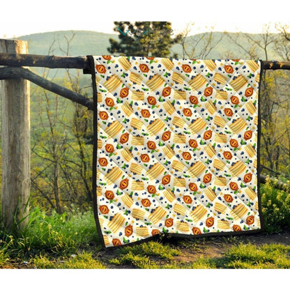 Pancake Pattern Print Design 02 Premium Quilt