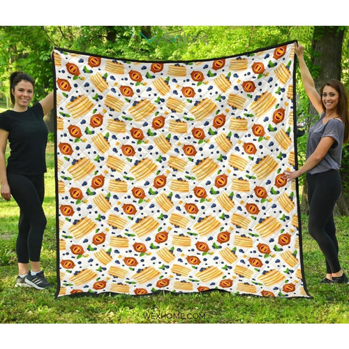 Pancake Pattern Print Design 02 Premium Quilt