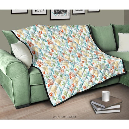 Coral Reef Pattern Print Design 02 Premium Quilt