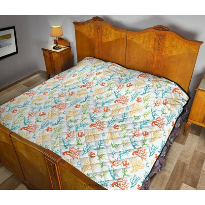 Coral Reef Pattern Print Design 02 Premium Quilt