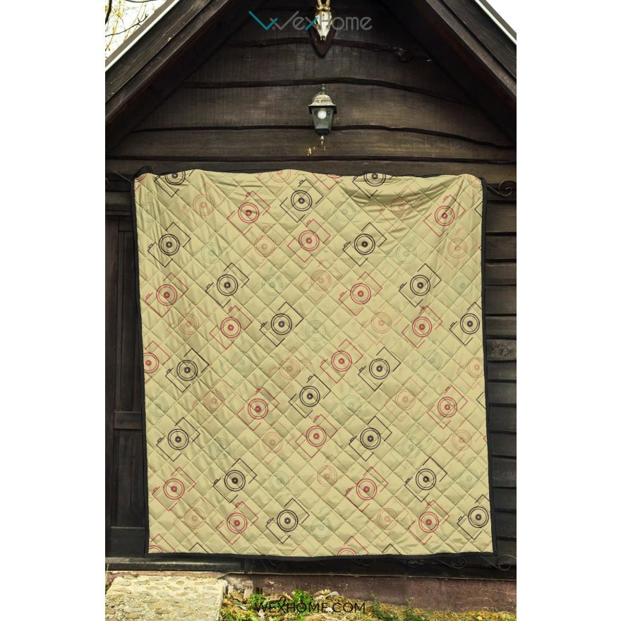 Camera Pattern Print Design 01 Premium Quilt