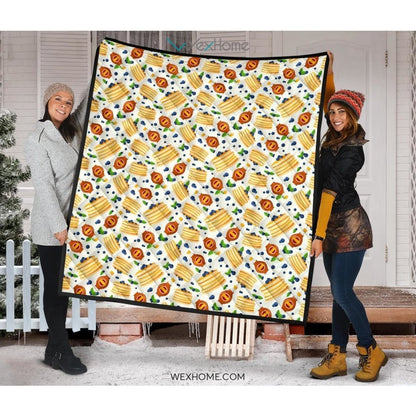 Pancake Pattern Print Design 02 Premium Quilt